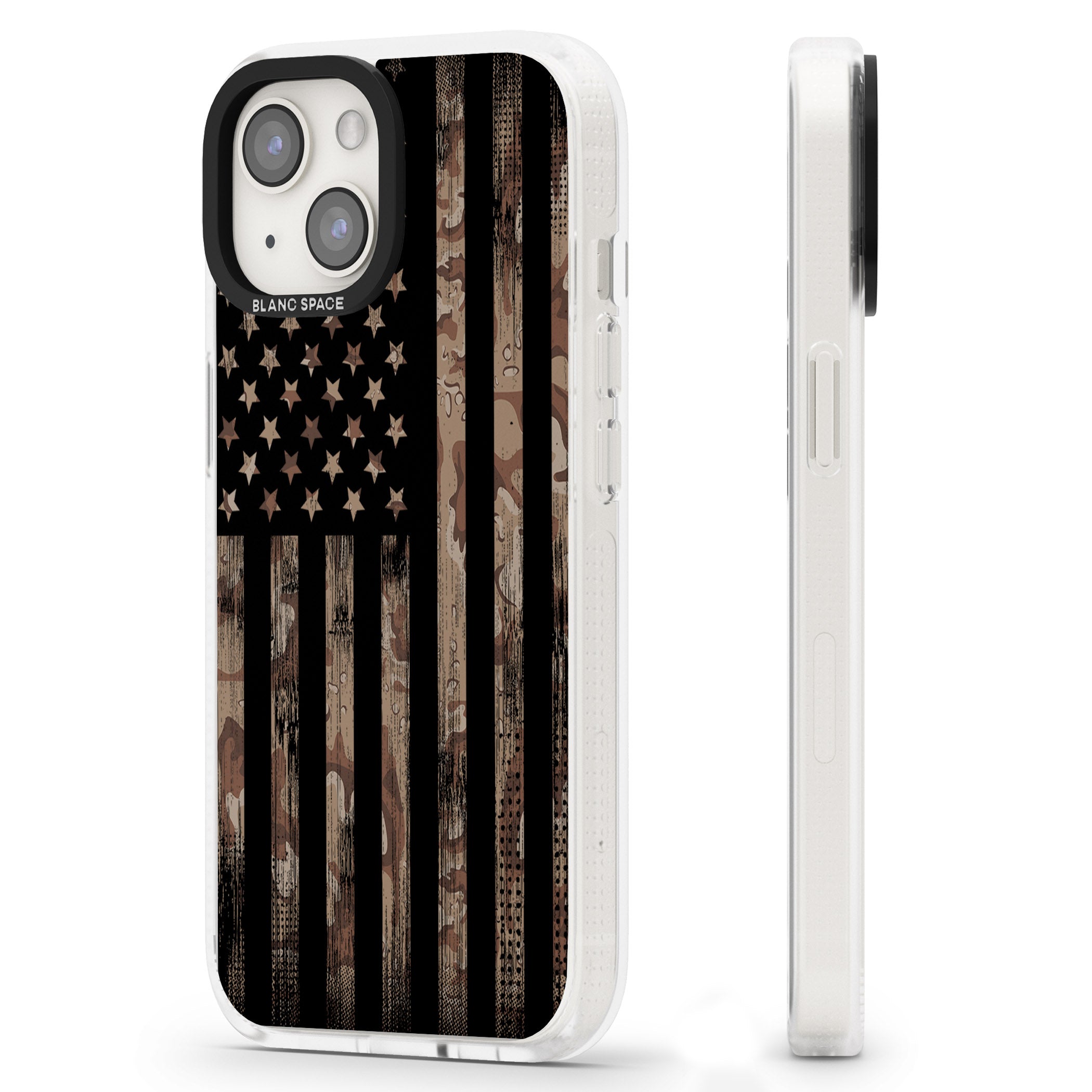 American Flag Camo iPhone 15 / 14 / 13 Clear Case Impact Air - Blanc Space