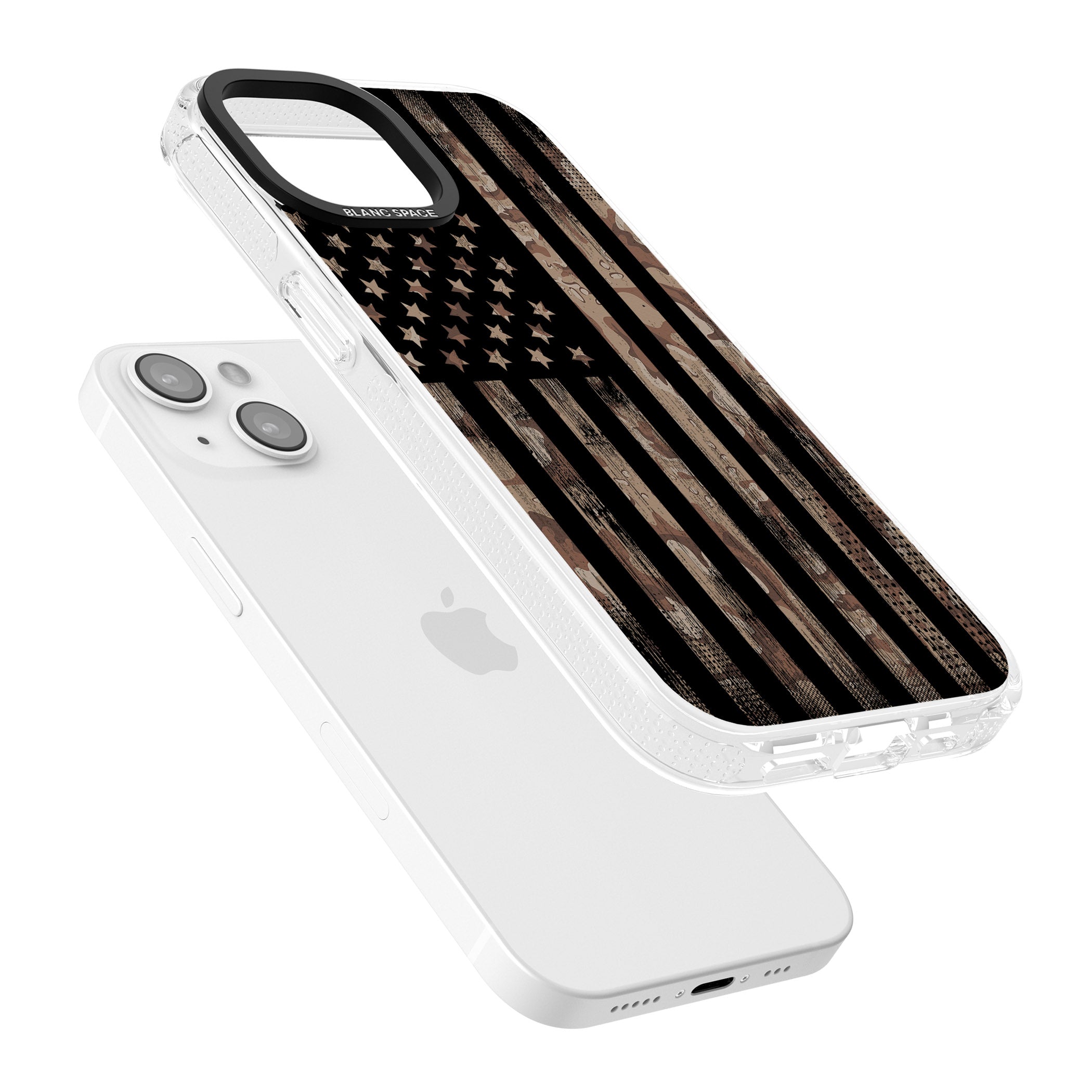 American Flag Camo iPhone 15 / 14 / 13 Clear Case Impact Air - Blanc Space