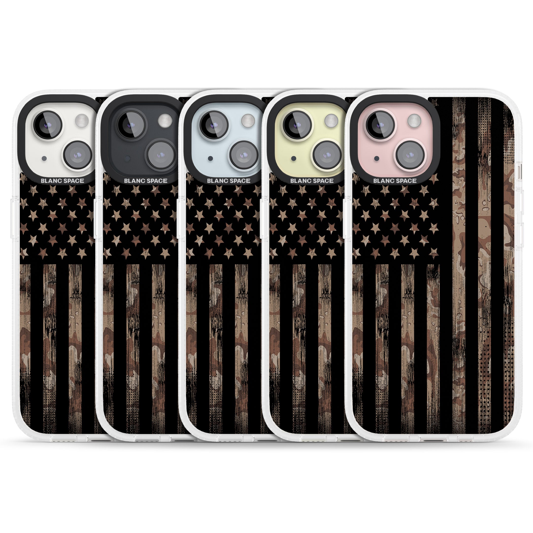American Flag Camo iPhone 15 / 14 / 13 Clear Case Impact Air - Blanc Space