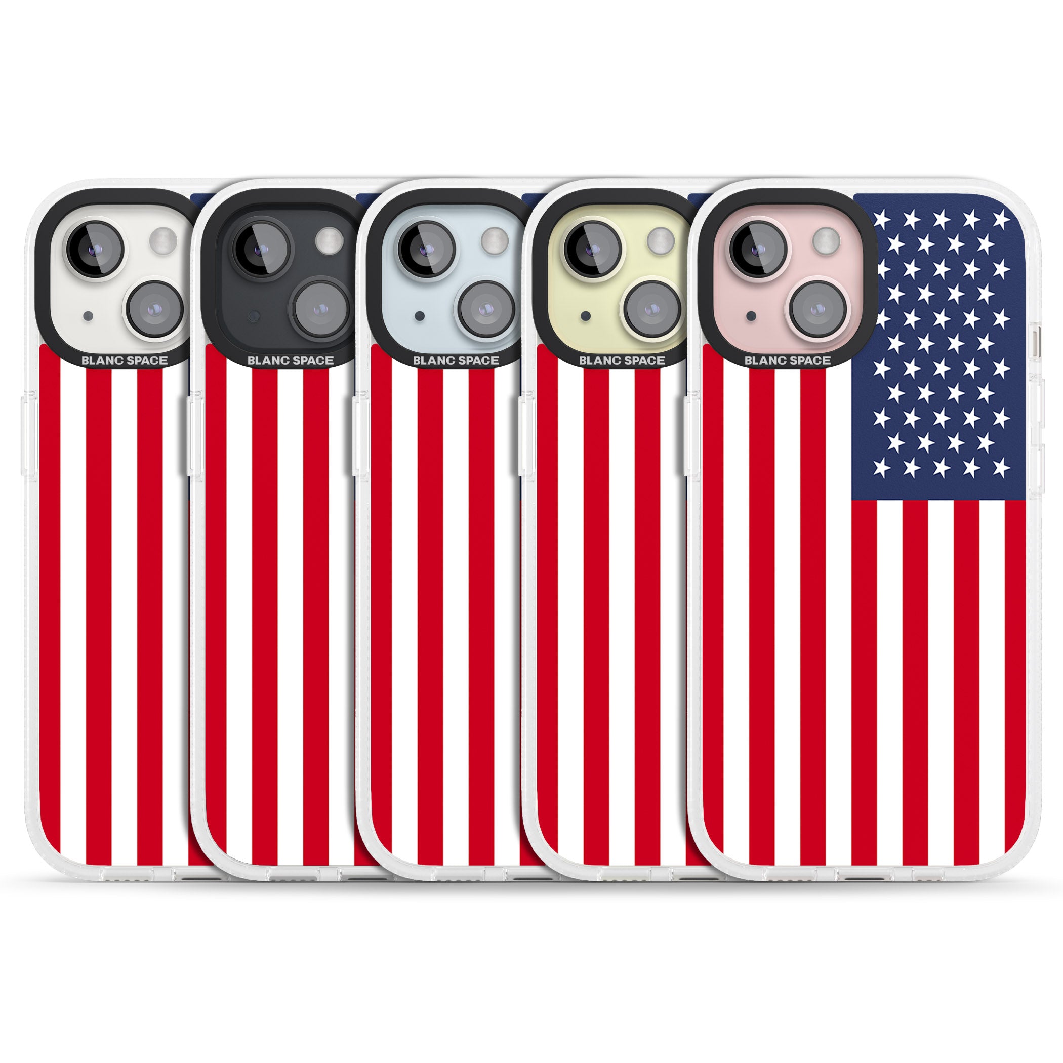American Flag iPhone 15 / 14 / 13 Clear Case Impact Air - Blanc Space