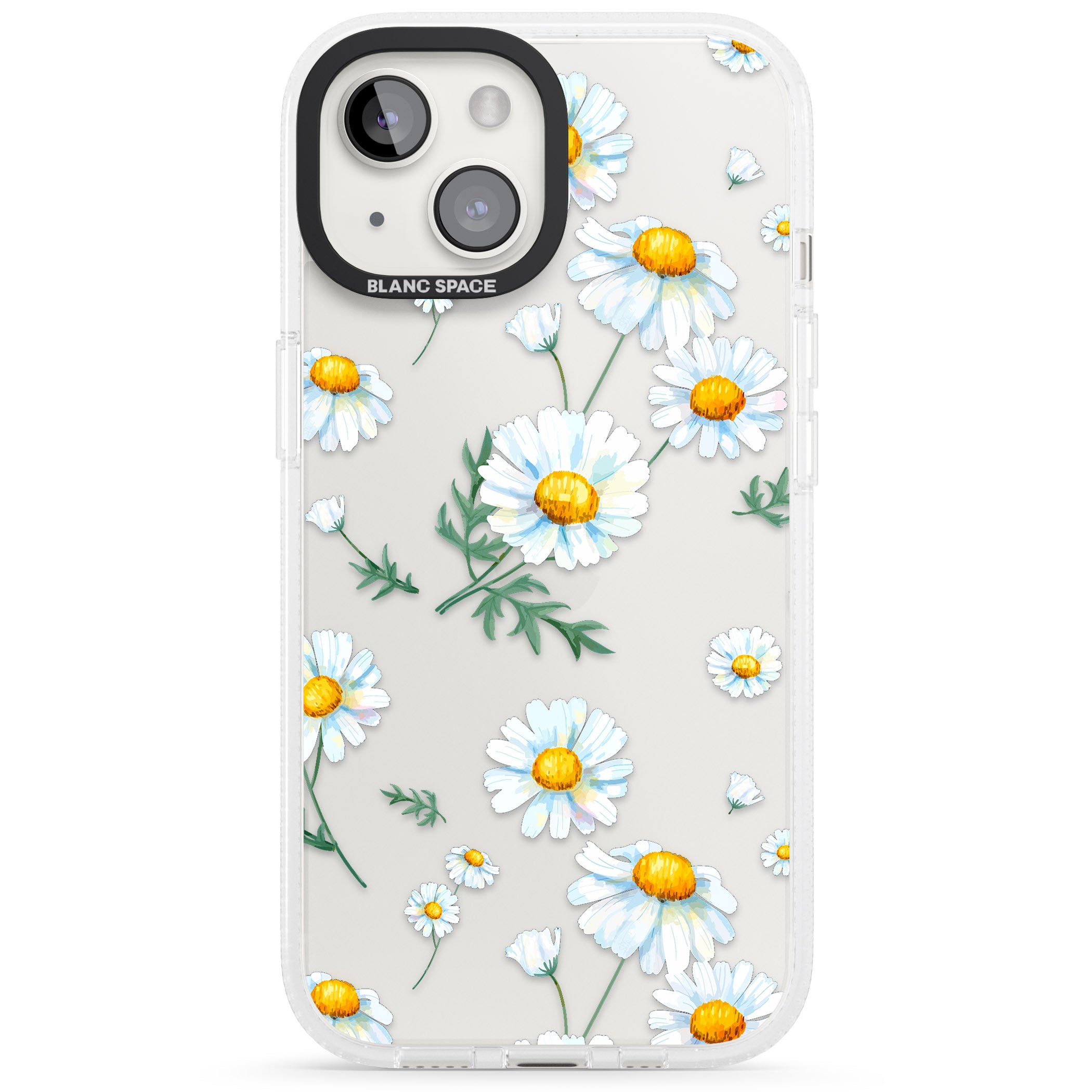 Vintage Painted Daisies iPhone 15 / 14 / 13 Clear Case Impact Air - Blanc Space