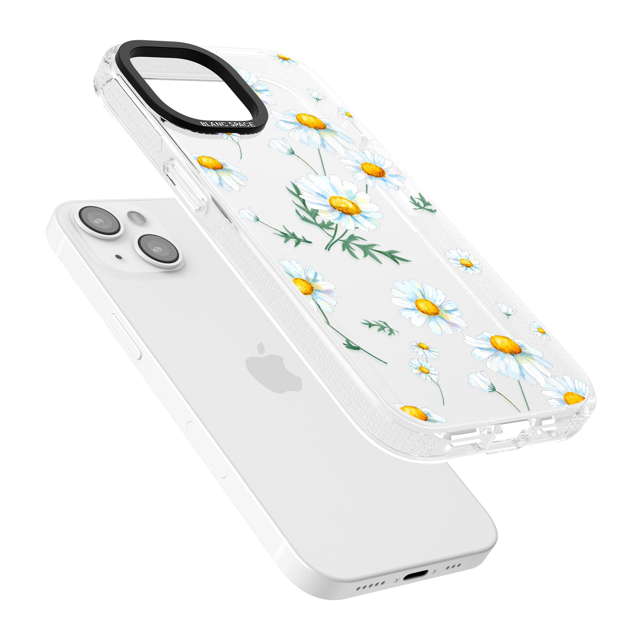 Vintage Painted Daisies iPhone 15 / 14 / 13 Clear Case Impact Air - Blanc Space