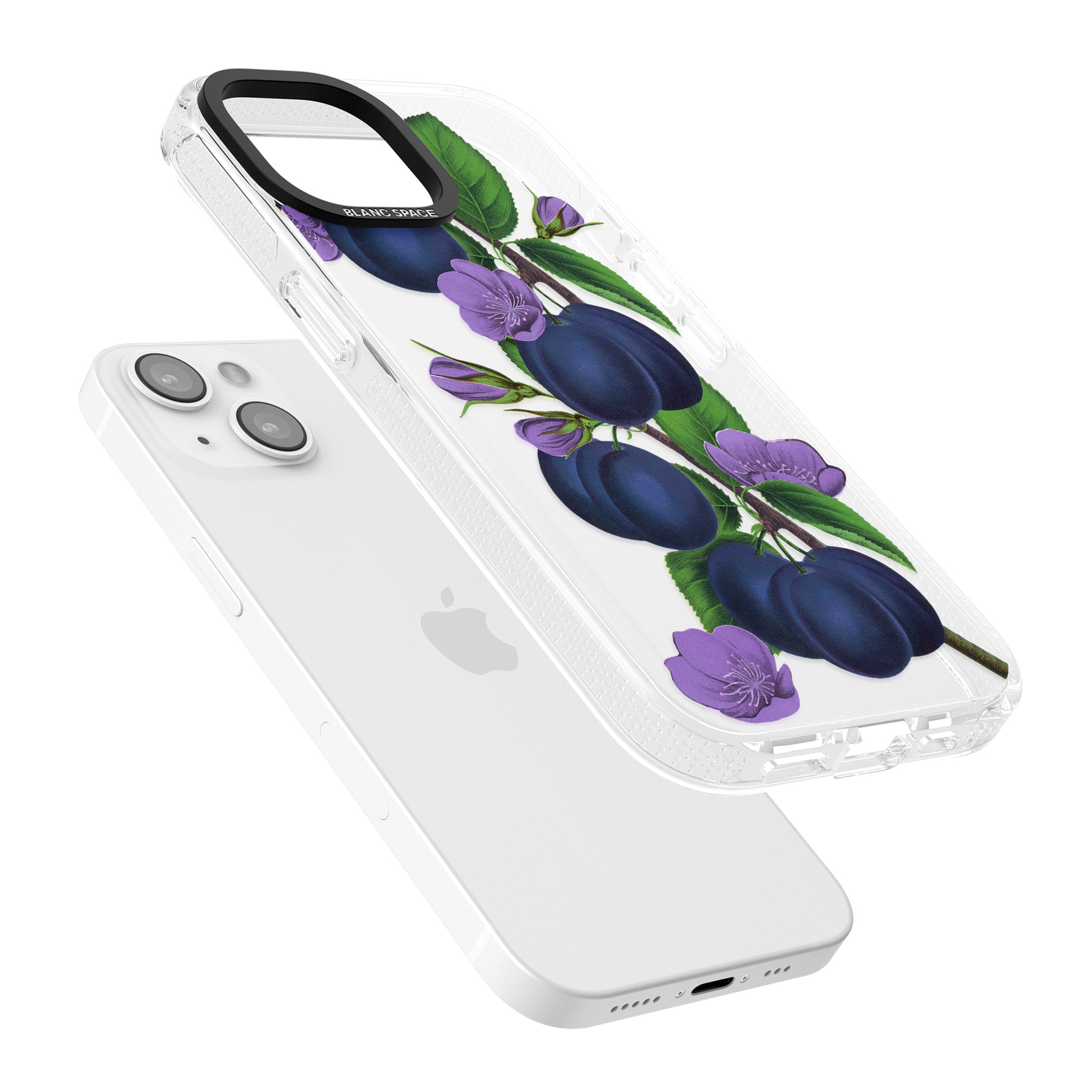 Vintage Painted Plums iPhone 15 / 14 / 13 Clear Case Impact Air - Blanc Space