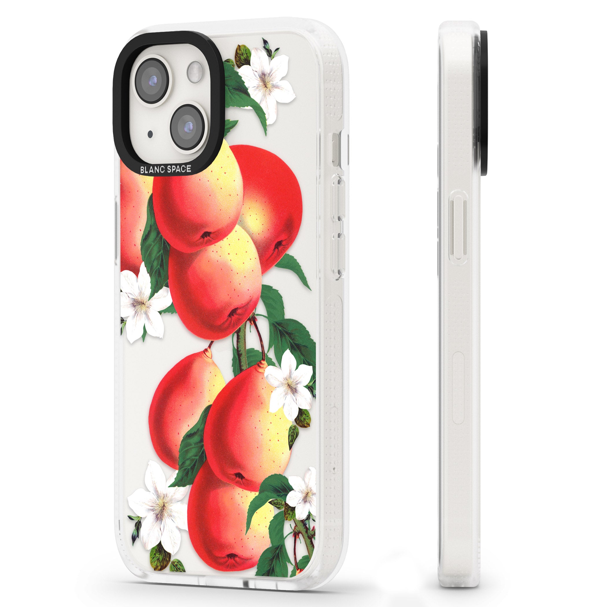 Vintage Painted Peaches iPhone 15 / 14 / 13 Clear Case Impact Air - Blanc Space