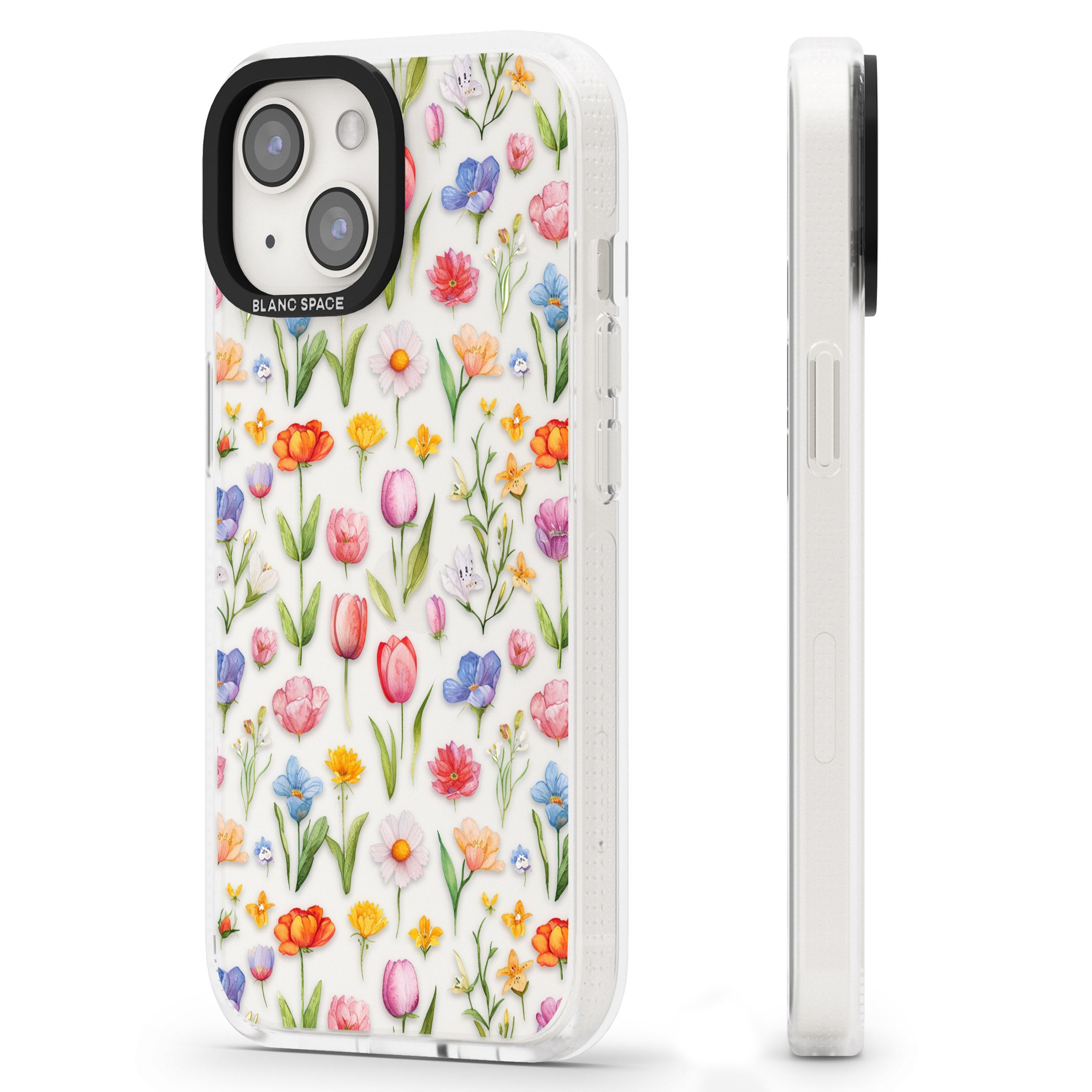 Small Flower Mix iPhone 15 / 14 / 13 Clear Case Impact Air - Blanc Space