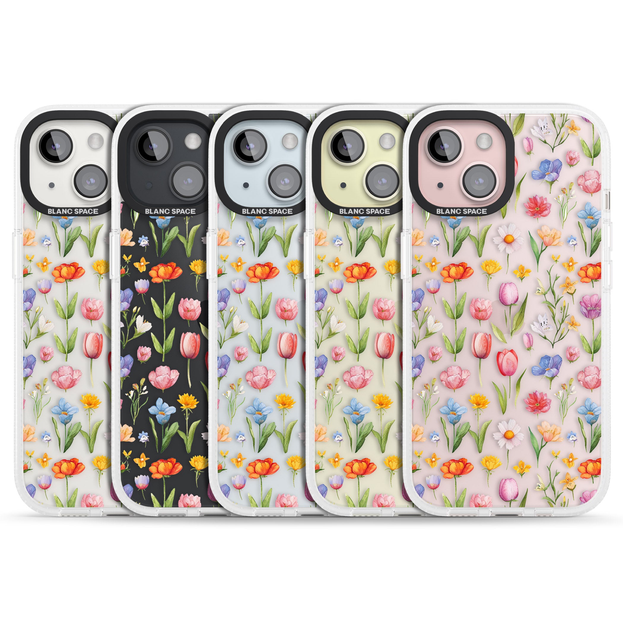 Small Flower Mix iPhone 15 / 14 / 13 Clear Case Impact Air - Blanc Space