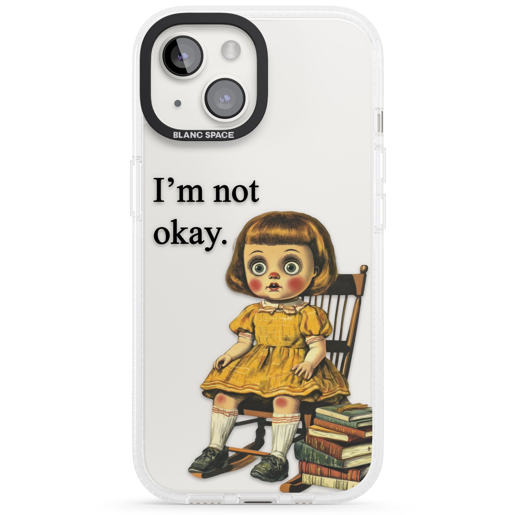 I'm Not Okay iPhone 15 / 14 / 13 Clear Case Impact Air - Blanc Space