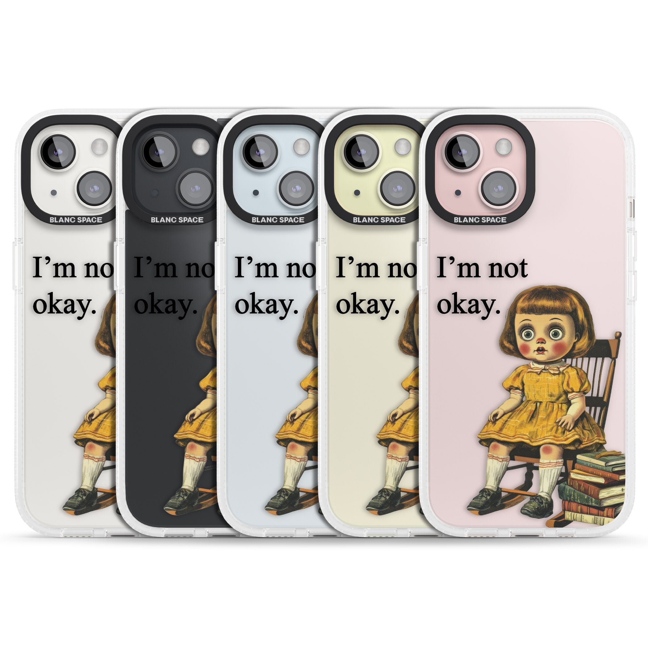 I'm Not Okay iPhone 15 / 14 / 13 Clear Case Impact Air - Blanc Space