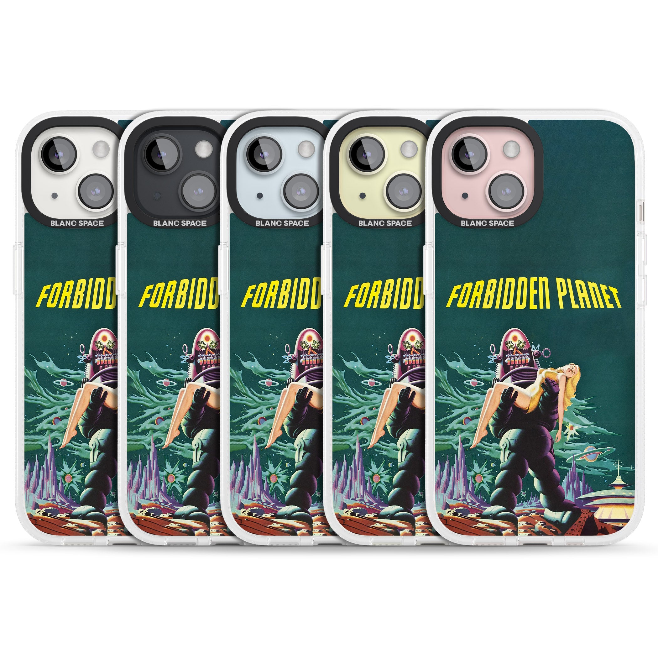 Forbidden Planet Poster iPhone 15 / 14 / 13 Clear Case Impact Air - Blanc Space