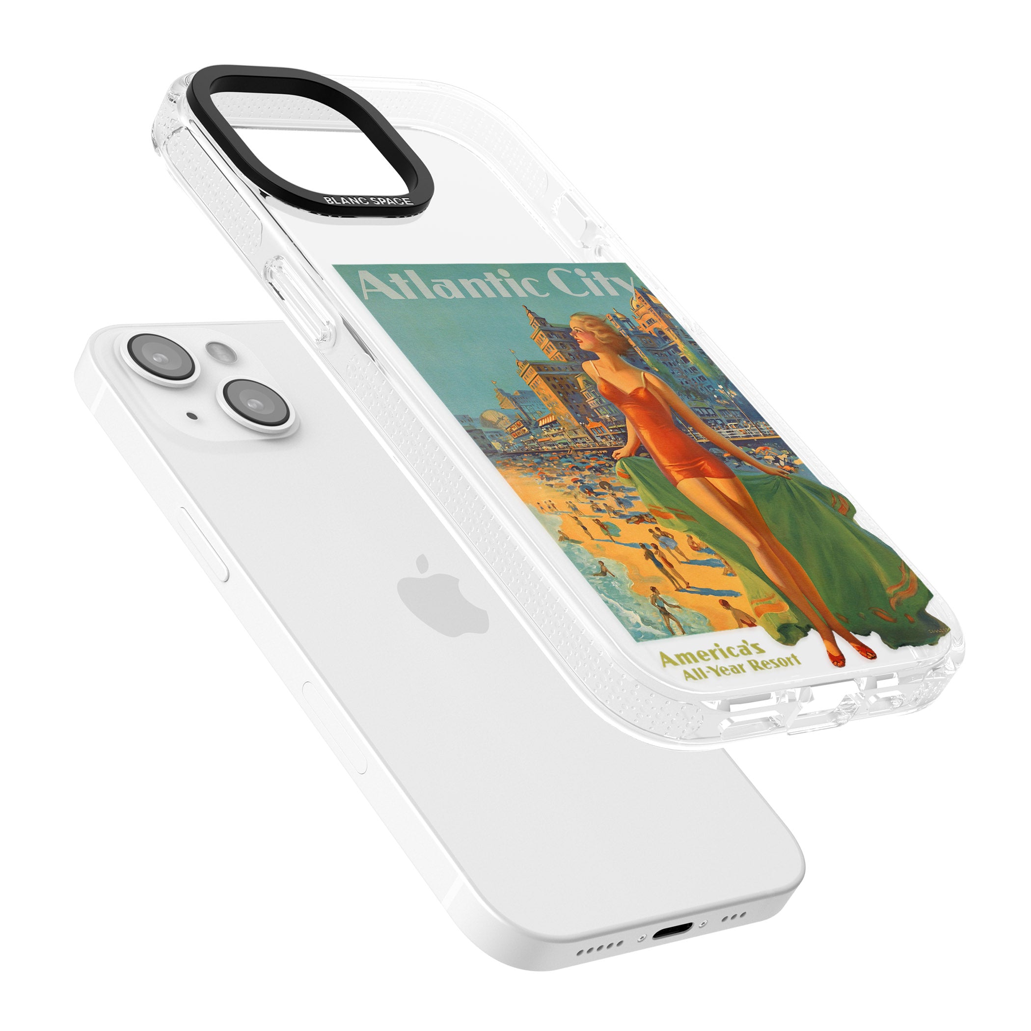 Atlantic City Vacation Poster iPhone 15 / 14 / 13 Clear Case Impact Air - Blanc Space
