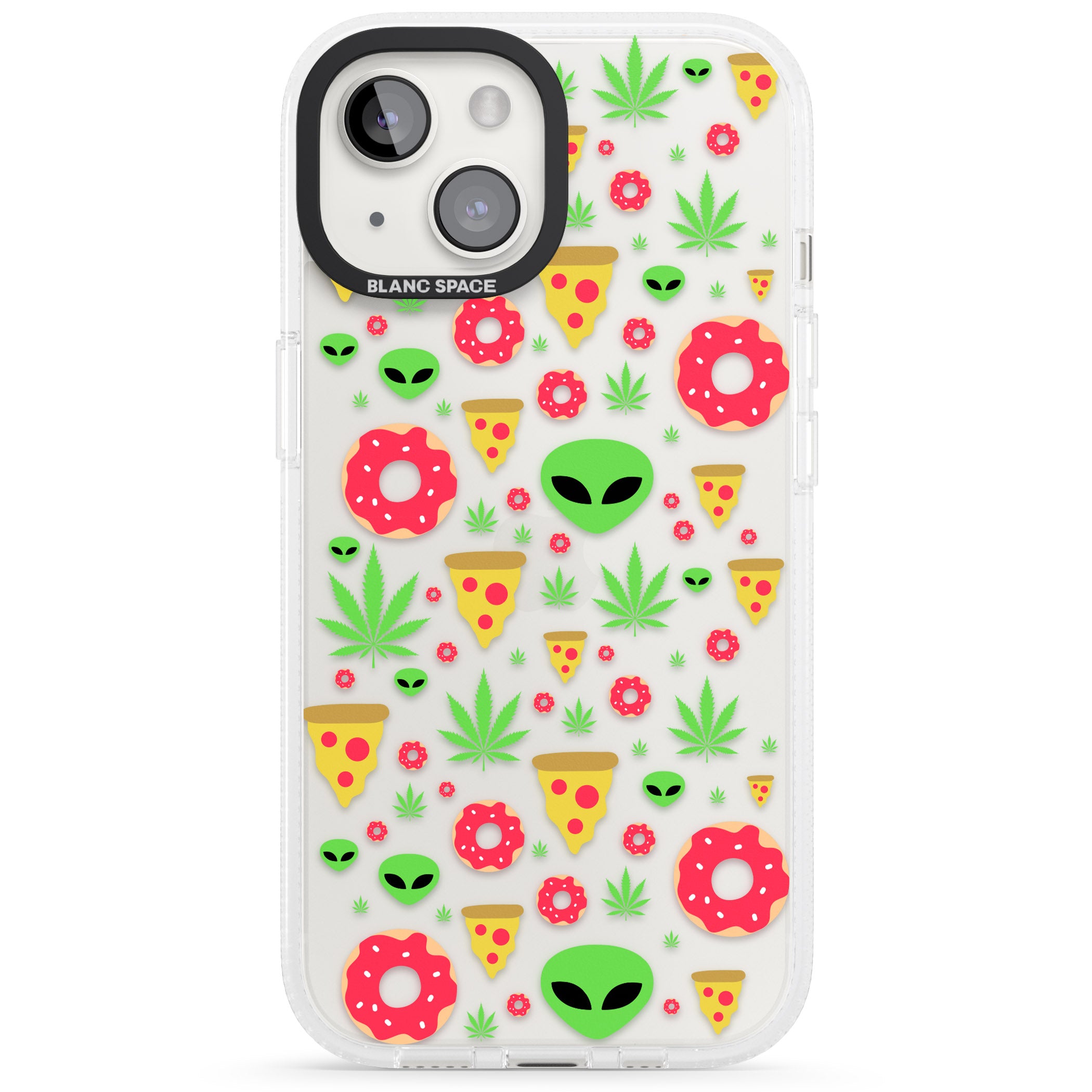 Martians & Munchies iPhone 15 / 14 / 13 Clear Case Impact Air - Blanc Space