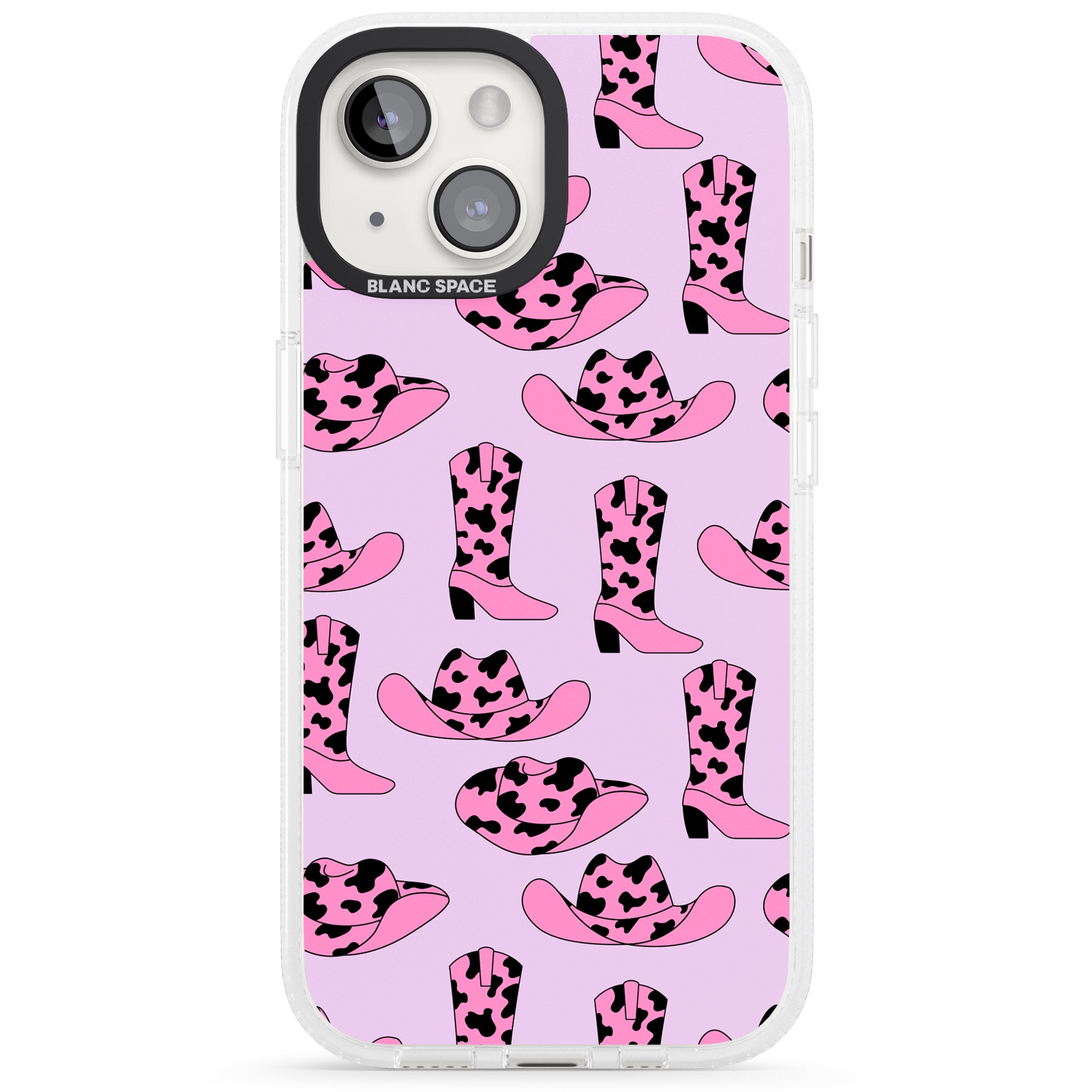 Cow-Girl Pattern iPhone 15 / 14 / 13 Clear Case Impact Air - Blanc Space