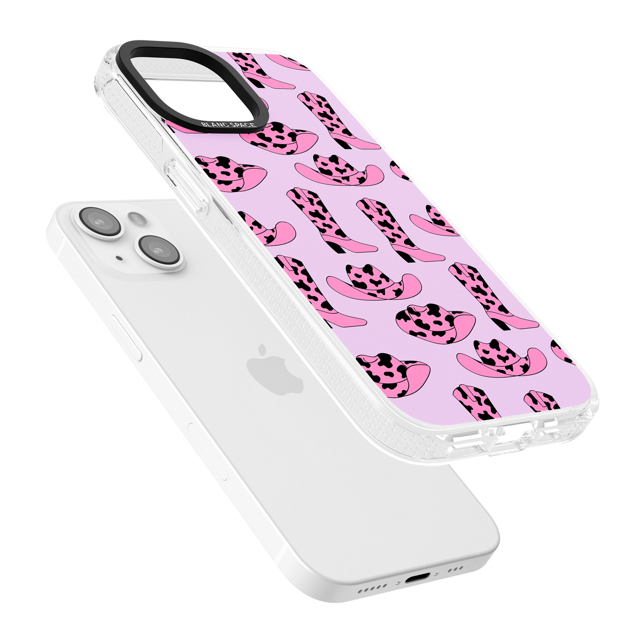 Cow-Girl Pattern iPhone 15 / 14 / 13 Clear Case Impact Air - Blanc Space