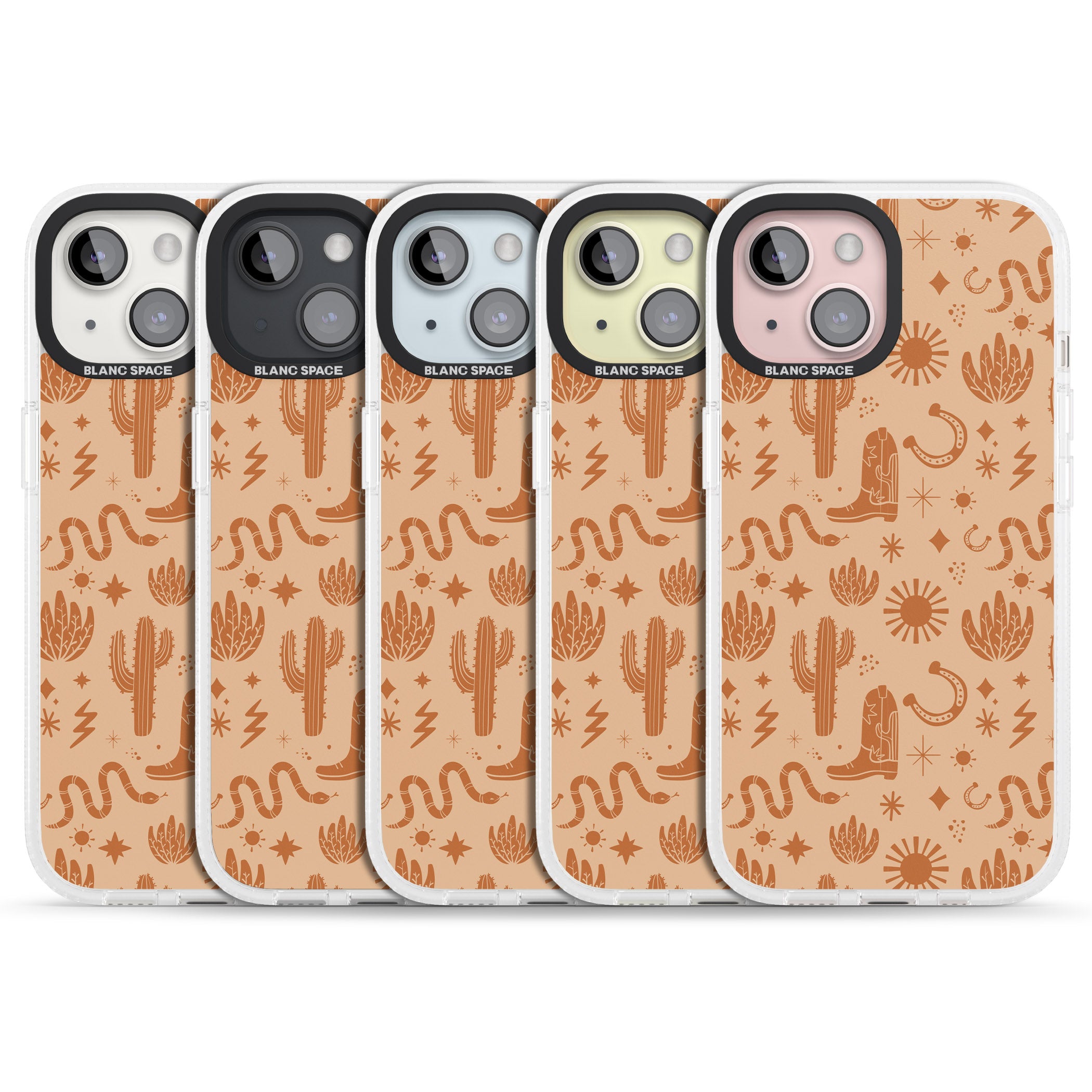 Wild West Pattern iPhone 15 / 14 / 13 Clear Case Impact Air - Blanc Space