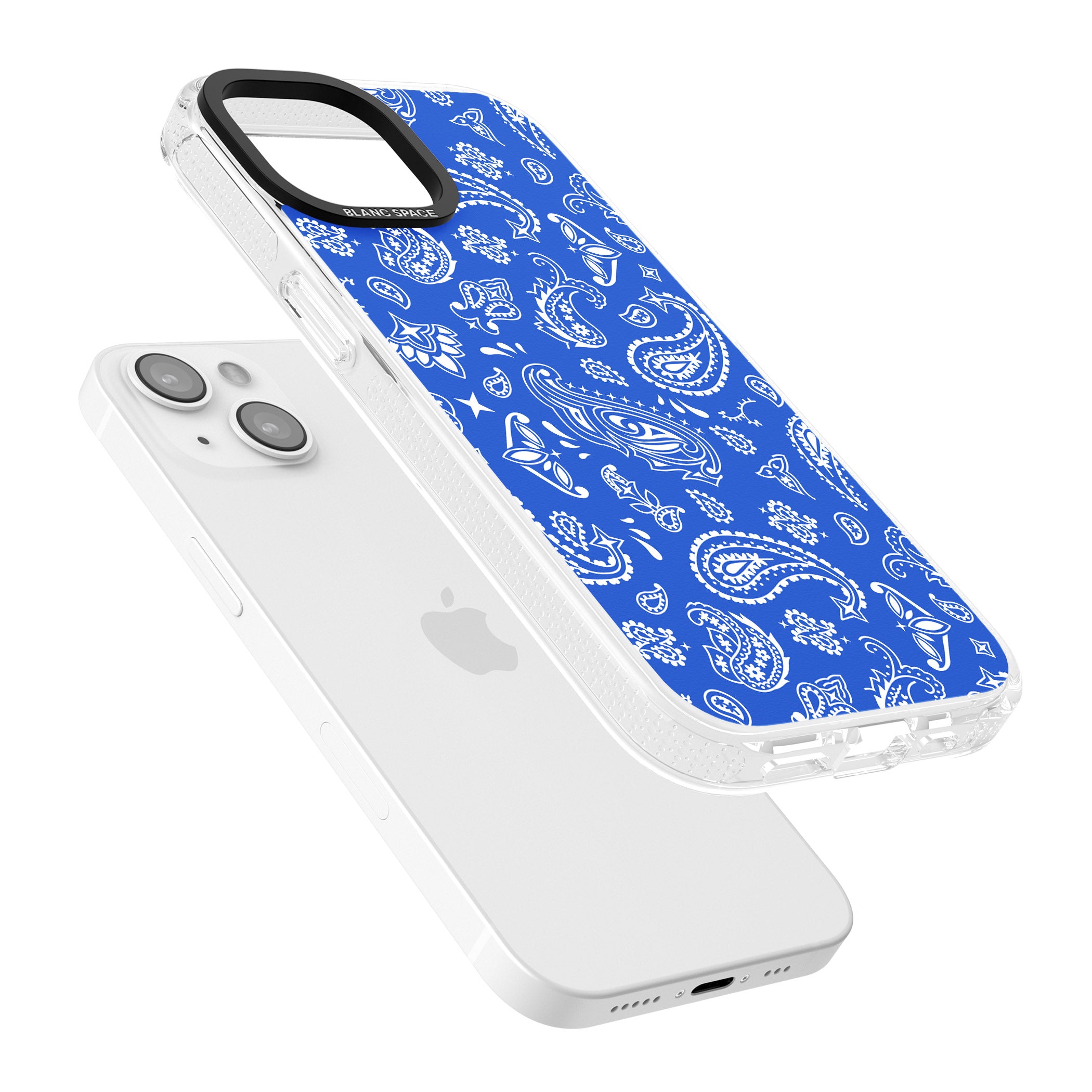 Blue Bandana iPhone 15 / 14 / 13 Clear Case Impact Air - Blanc Space