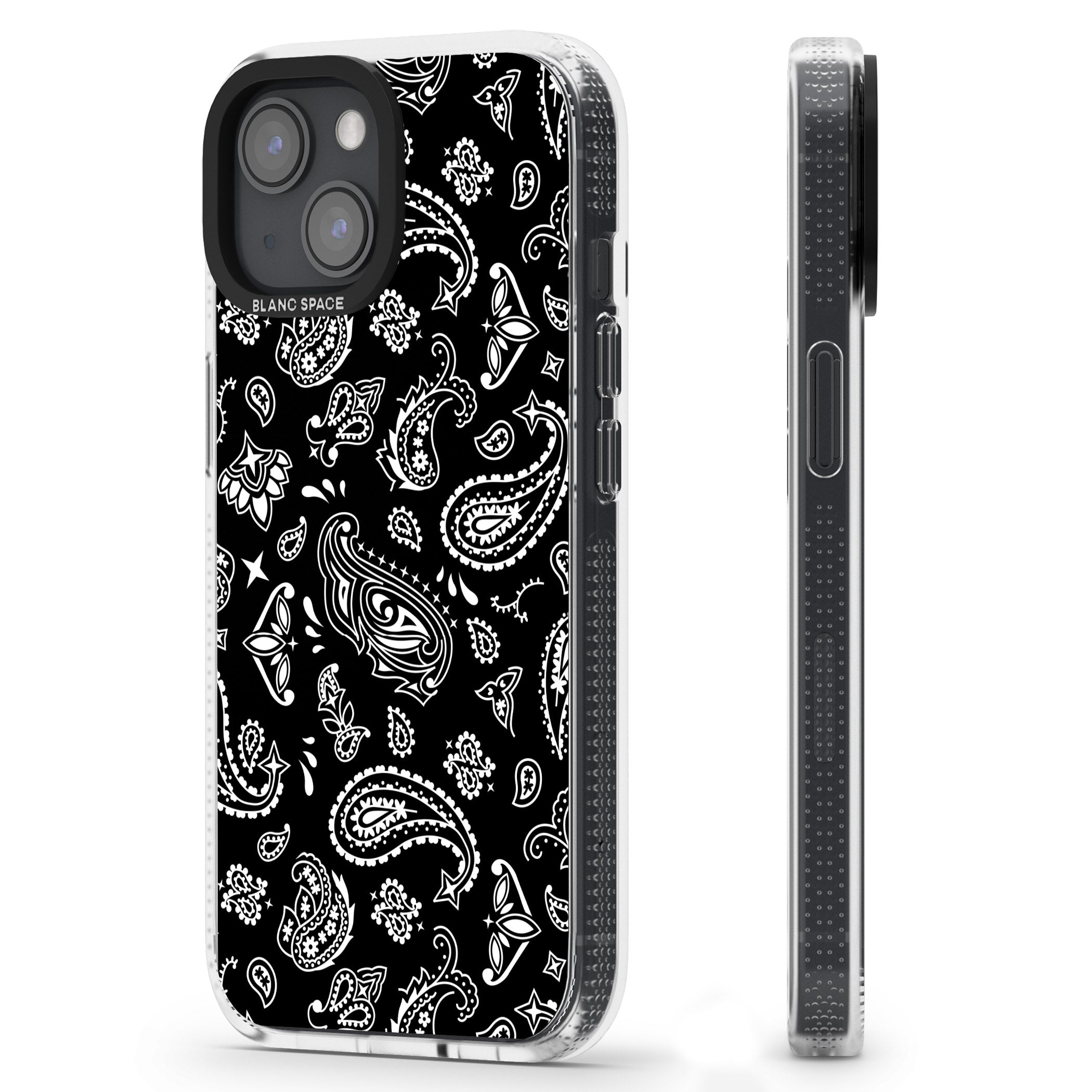 Black Bandana iPhone 15 / 14 / 13 Clear Case Impact Air - Blanc Space