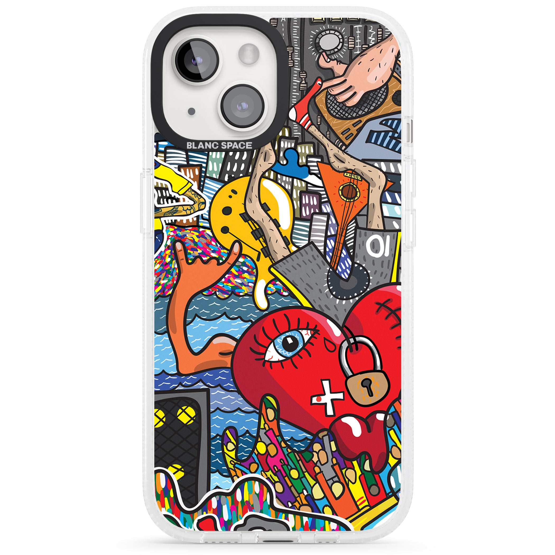 Crowd Tsunami iPhone 15 / 14 / 13 Clear Case Impact Air - Blanc Space