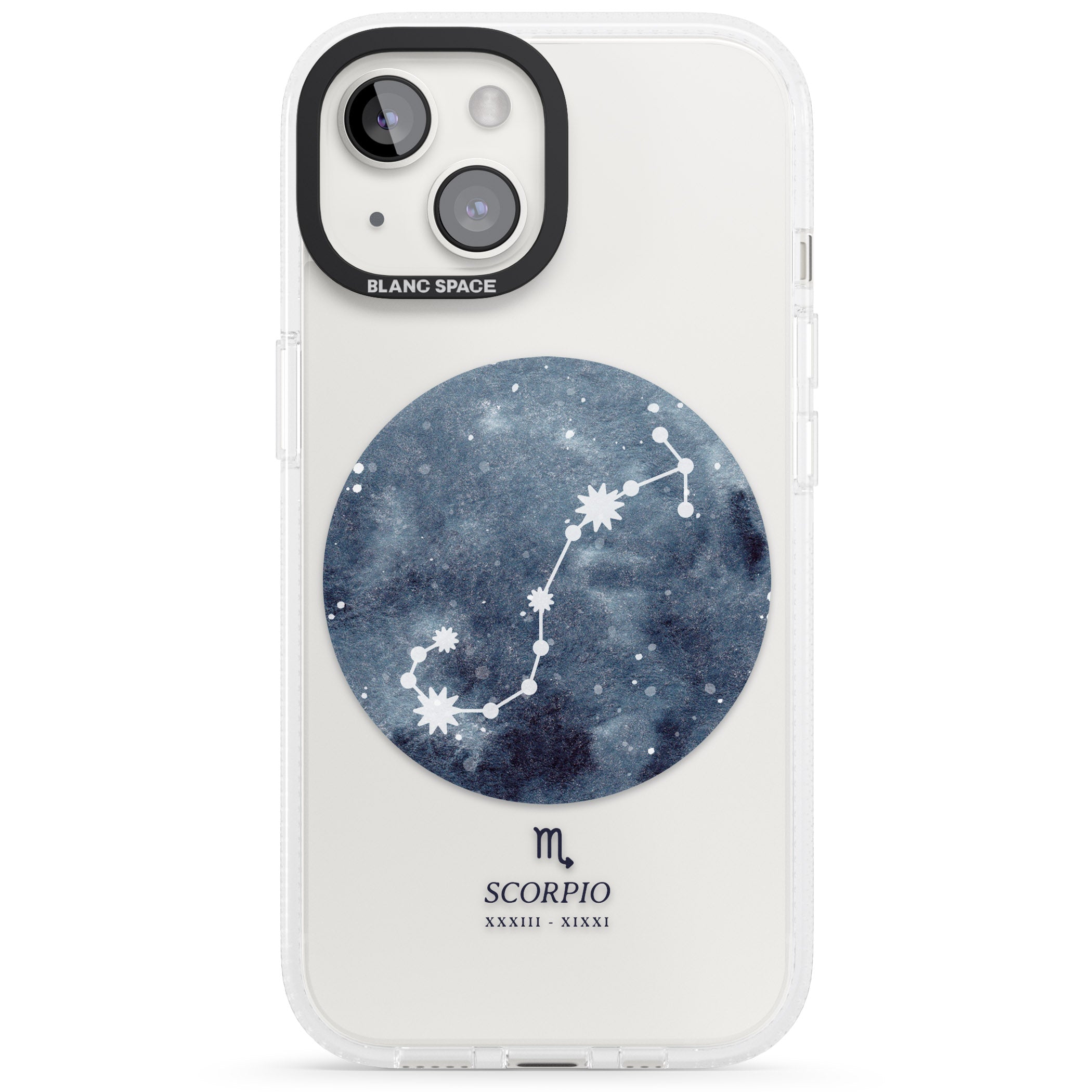 Scorpio Zodiac Transparent Design - Blue iPhone 15 / 14 / 13 Clear Case Impact Air - Blanc Space
