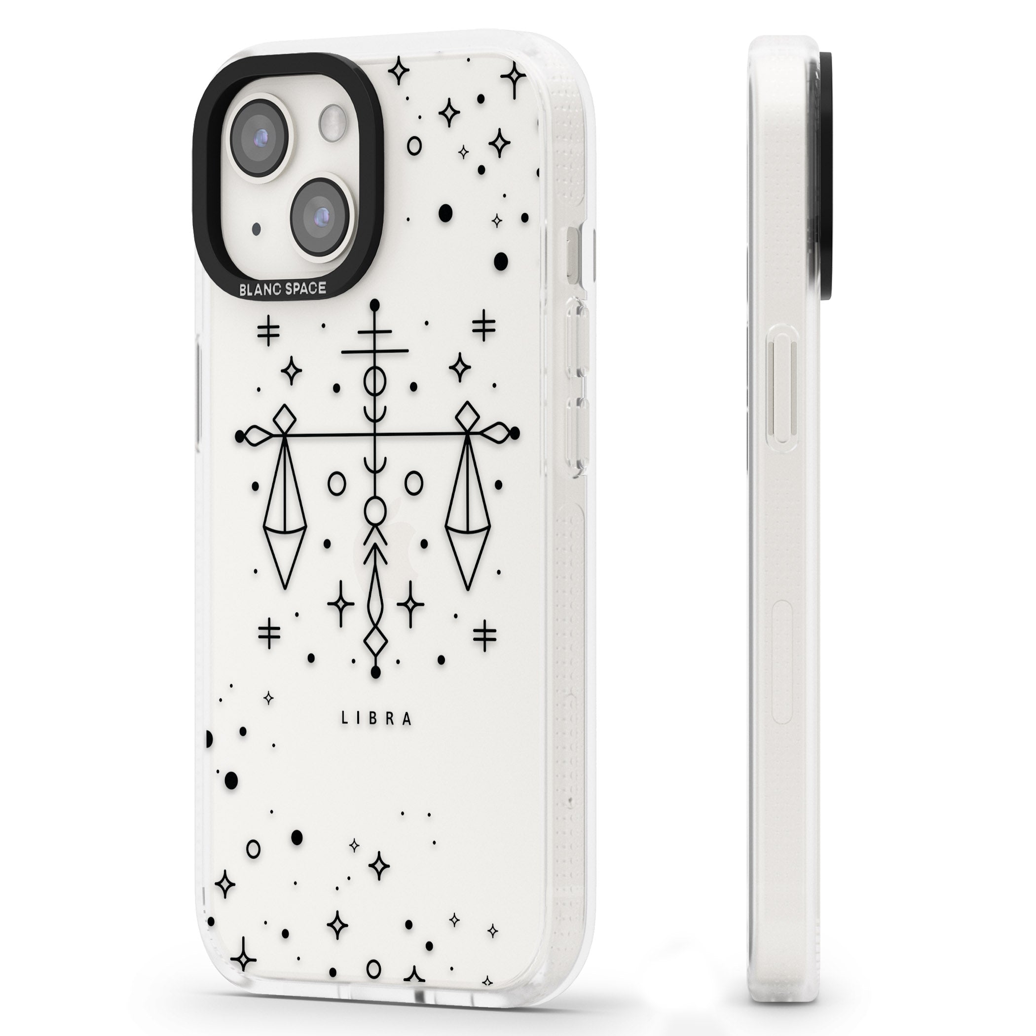 Libra Emblem - Transparent Design iPhone 15 / 14 / 13 Clear Case Impact Air - Blanc Space