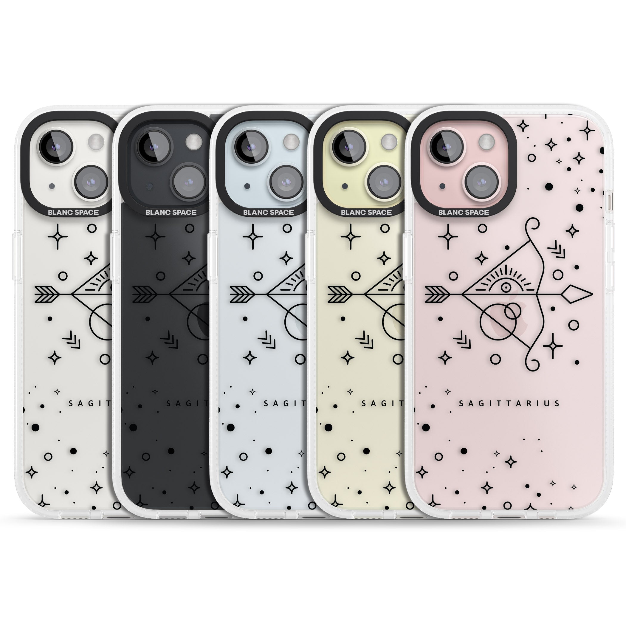 Sagittarius Emblem - Transparent Design iPhone 15 / 14 / 13 Clear Case Impact Air - Blanc Space