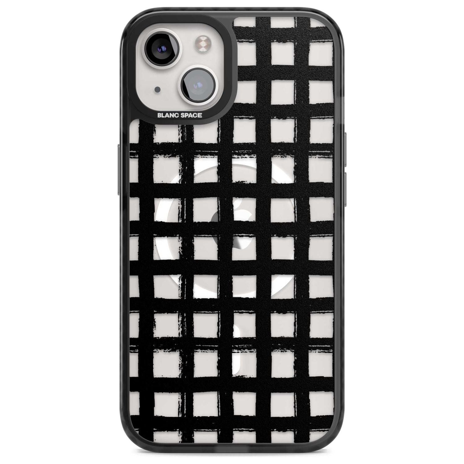 Messy Black Grid - Clear Phone Case iPhone 15 Plus / Magsafe Black Impact Case,iPhone 15 / Magsafe Black Impact Case,iPhone 14 Plus / Magsafe Black Impact Case,iPhone 14 / Magsafe Black Impact Case,iPhone 13 / Magsafe Black Impact Case Blanc Space