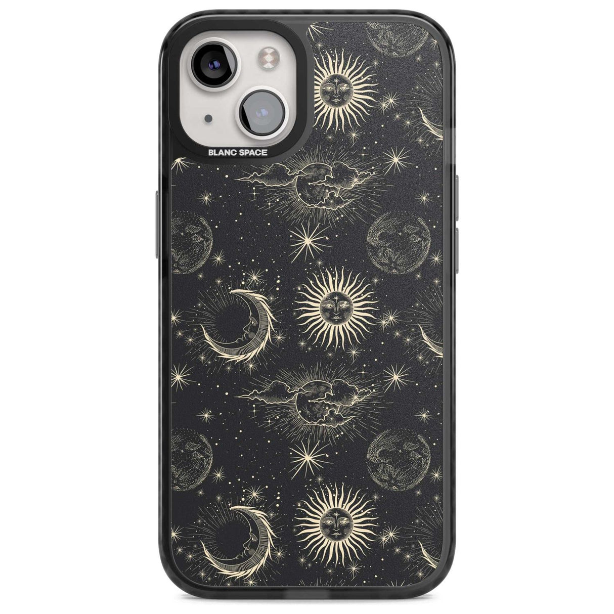 Large Suns, Moons & Clouds Astrological Phone Case iPhone 15 Plus / Magsafe Black Impact Case,iPhone 15 / Magsafe Black Impact Case,iPhone 14 Plus / Magsafe Black Impact Case,iPhone 14 / Magsafe Black Impact Case,iPhone 13 / Magsafe Black Impact Case Blanc Space