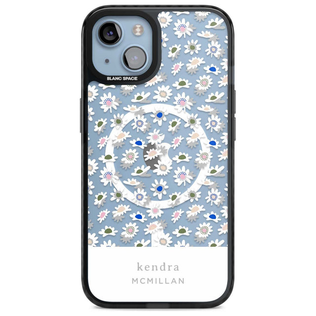 Personalised Grey & White Daisies Floral Design Custom Phone Case iPhone 15 Plus / Magsafe Black Impact Case,iPhone 15 / Magsafe Black Impact Case,iPhone 14 Plus / Magsafe Black Impact Case,iPhone 14 / Magsafe Black Impact Case,iPhone 13 / Magsafe Black Impact Case Blanc Space