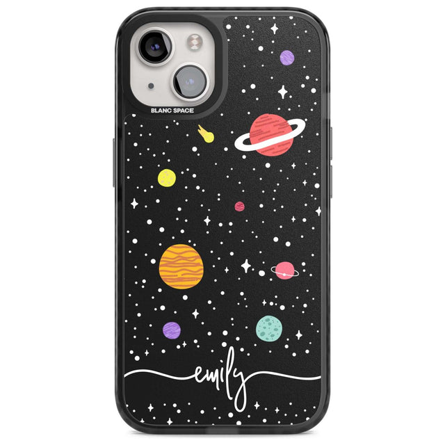 Personalised Cute Cartoon Planets Phone Case iPhone 15 Plus / Magsafe Black Impact Case,iPhone 15 / Magsafe Black Impact Case,iPhone 14 Plus / Magsafe Black Impact Case,iPhone 14 / Magsafe Black Impact Case,iPhone 13 / Magsafe Black Impact Case Blanc Space