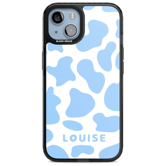 Personalised Blue and White Cow Print Custom Phone Case iPhone 15 Plus / Magsafe Black Impact Case,iPhone 15 / Magsafe Black Impact Case,iPhone 14 Plus / Magsafe Black Impact Case,iPhone 14 / Magsafe Black Impact Case,iPhone 13 / Magsafe Black Impact Case Blanc Space