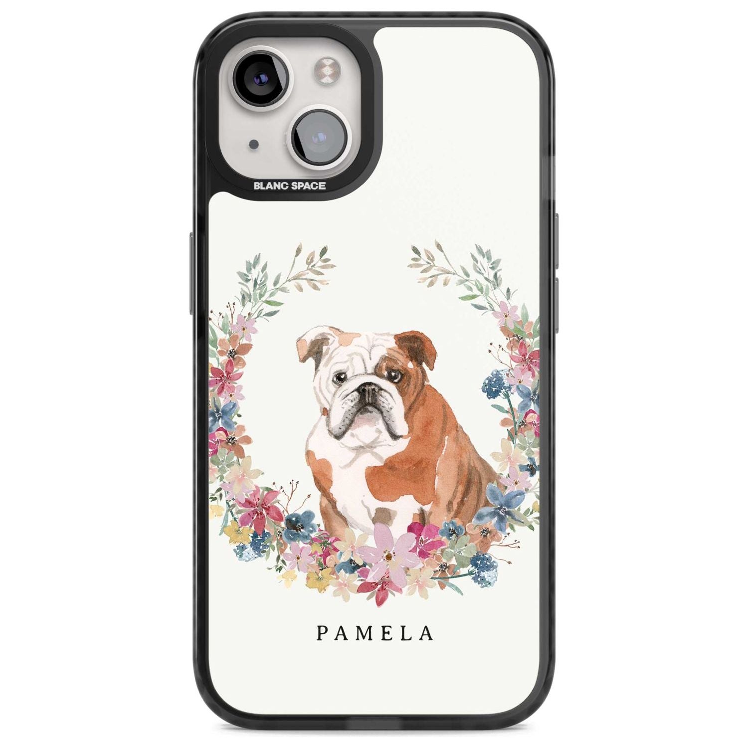 Personalised English Bulldog - Watercolour Dog Portrait Custom Phone Case iPhone 15 Plus / Magsafe Black Impact Case,iPhone 15 / Magsafe Black Impact Case,iPhone 14 Plus / Magsafe Black Impact Case,iPhone 14 / Magsafe Black Impact Case,iPhone 13 / Magsafe Black Impact Case Blanc Space