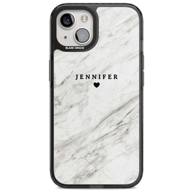 Personalised Light Grey & White Marble Texture Custom Phone Case iPhone 15 Plus / Magsafe Black Impact Case,iPhone 15 / Magsafe Black Impact Case,iPhone 14 Plus / Magsafe Black Impact Case,iPhone 14 / Magsafe Black Impact Case,iPhone 13 / Magsafe Black Impact Case Blanc Space