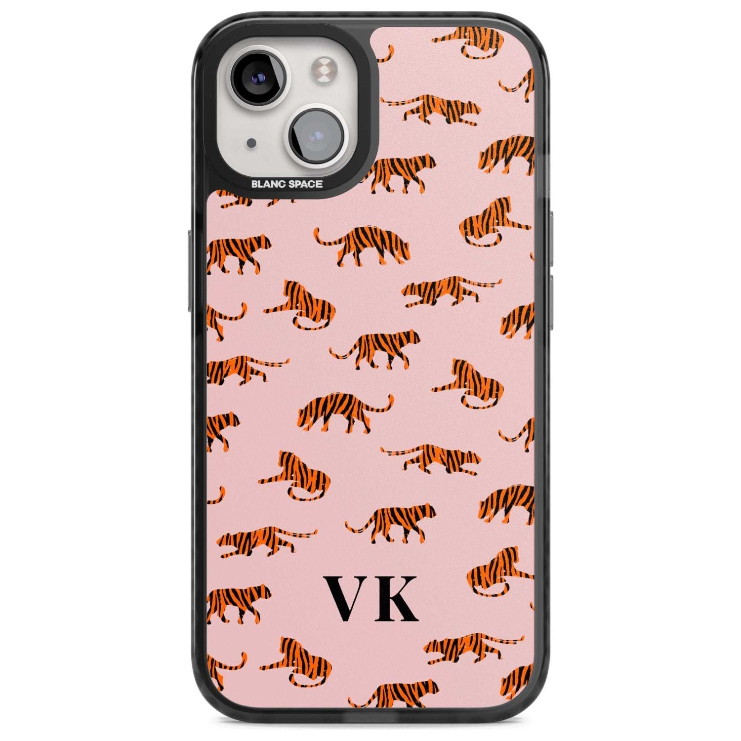 Personalised Safari Tiger Pattern on Pink Custom Phone Case iPhone 15 Plus / Magsafe Black Impact Case,iPhone 15 / Magsafe Black Impact Case,iPhone 14 Plus / Magsafe Black Impact Case,iPhone 14 / Magsafe Black Impact Case,iPhone 13 / Magsafe Black Impact Case Blanc Space
