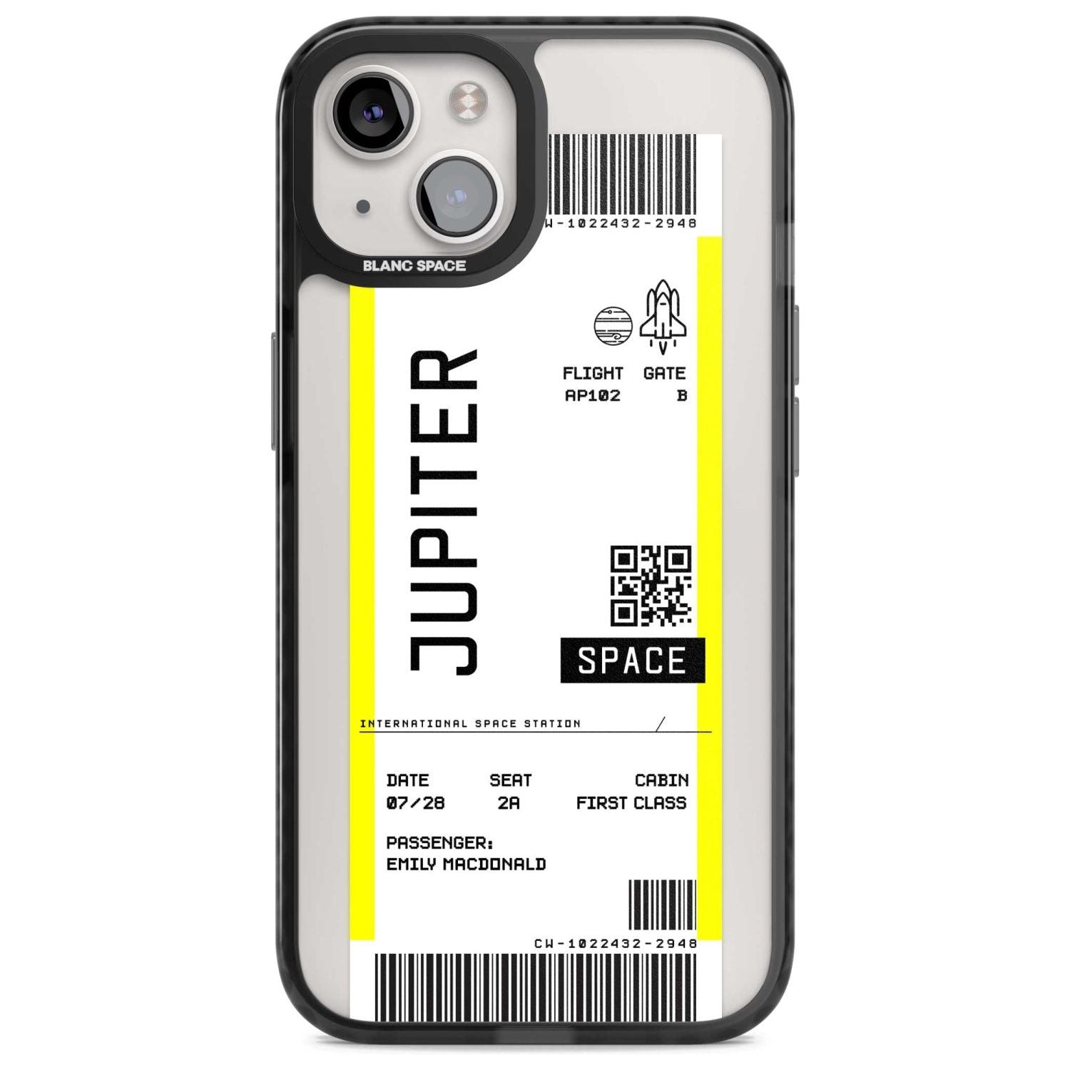 Personalised Jupiter Travel Ticket Custom Phone Case iPhone 15 Plus / Magsafe Black Impact Case,iPhone 15 / Magsafe Black Impact Case,iPhone 14 Plus / Magsafe Black Impact Case,iPhone 14 / Magsafe Black Impact Case,iPhone 13 / Magsafe Black Impact Case Blanc Space