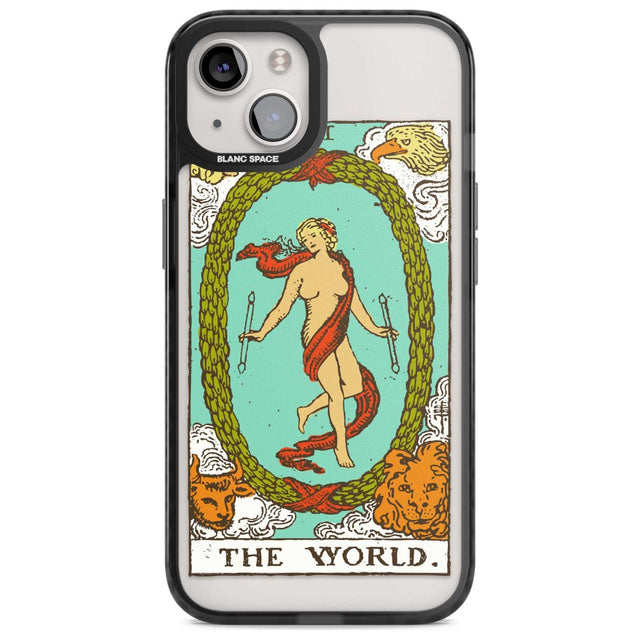 Personalised The World Tarot Card - Colour Custom Phone Case iPhone 15 Plus / Magsafe Black Impact Case,iPhone 15 / Magsafe Black Impact Case,iPhone 14 Plus / Magsafe Black Impact Case,iPhone 14 / Magsafe Black Impact Case,iPhone 13 / Magsafe Black Impact Case Blanc Space