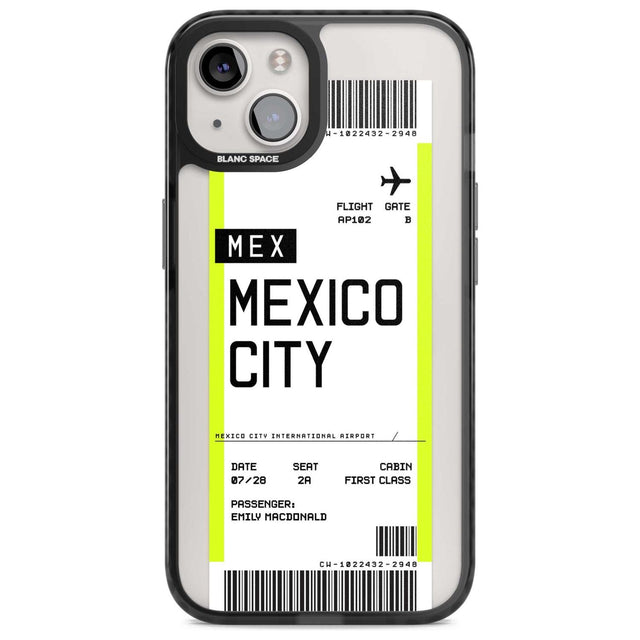 Personalised Mexico City Boarding Pass Custom Phone Case iPhone 15 Plus / Magsafe Black Impact Case,iPhone 15 / Magsafe Black Impact Case,iPhone 14 Plus / Magsafe Black Impact Case,iPhone 14 / Magsafe Black Impact Case,iPhone 13 / Magsafe Black Impact Case Blanc Space