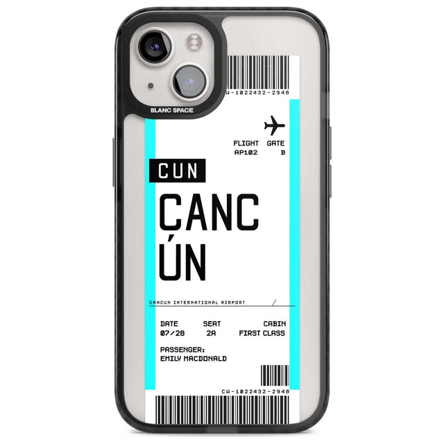 Personalised Cancún Boarding Pass Custom Phone Case iPhone 15 Plus / Magsafe Black Impact Case,iPhone 15 / Magsafe Black Impact Case,iPhone 14 Plus / Magsafe Black Impact Case,iPhone 14 / Magsafe Black Impact Case,iPhone 13 / Magsafe Black Impact Case Blanc Space