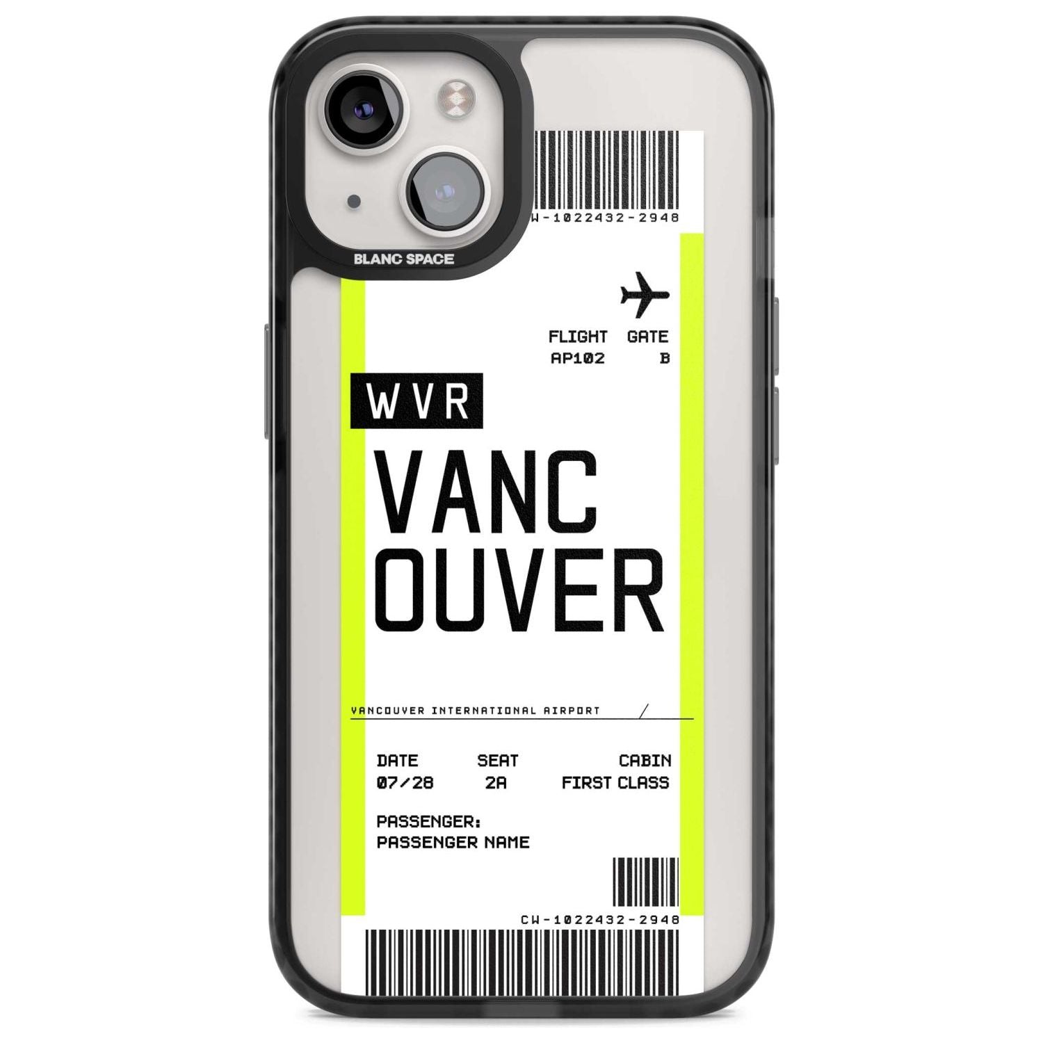 Personalised Vancouver Boarding Pass Custom Phone Case iPhone 15 Plus / Magsafe Black Impact Case,iPhone 15 / Magsafe Black Impact Case,iPhone 14 Plus / Magsafe Black Impact Case,iPhone 14 / Magsafe Black Impact Case,iPhone 13 / Magsafe Black Impact Case Blanc Space