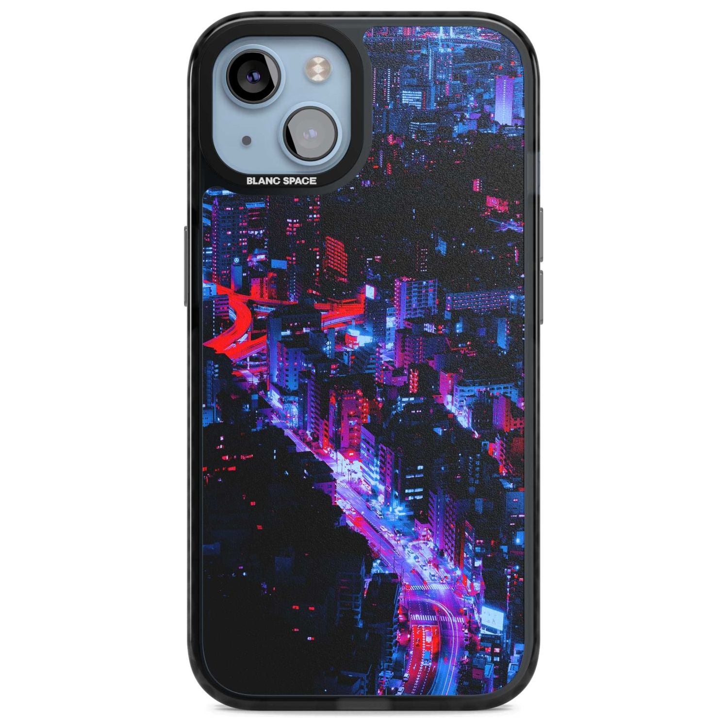 Arial City View - Neon Cities Photographs Phone Case iPhone 15 Plus / Magsafe Black Impact Case,iPhone 15 / Magsafe Black Impact Case,iPhone 14 Plus / Magsafe Black Impact Case,iPhone 14 / Magsafe Black Impact Case,iPhone 13 / Magsafe Black Impact Case Blanc Space