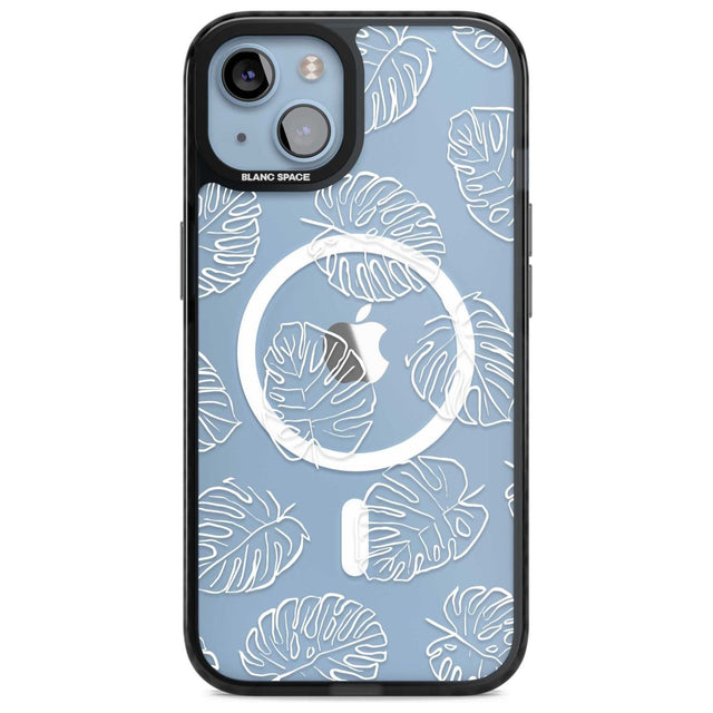 Monstera Leaves Phone Case iPhone 15 Plus / Magsafe Black Impact Case,iPhone 15 / Magsafe Black Impact Case,iPhone 14 Plus / Magsafe Black Impact Case,iPhone 14 / Magsafe Black Impact Case,iPhone 13 / Magsafe Black Impact Case Blanc Space
