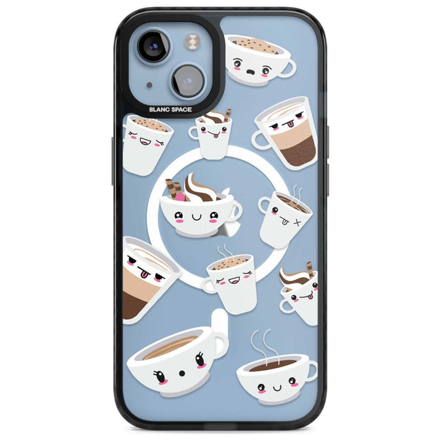 Coffee Faces Phone Case iPhone 15 / Magsafe Black Impact Case,iPhone 15 Plus / Magsafe Black Impact Case,iPhone 13 / Magsafe Black Impact Case,iPhone 14 / Magsafe Black Impact Case,iPhone 14 Plus / Magsafe Black Impact Case Blanc Space