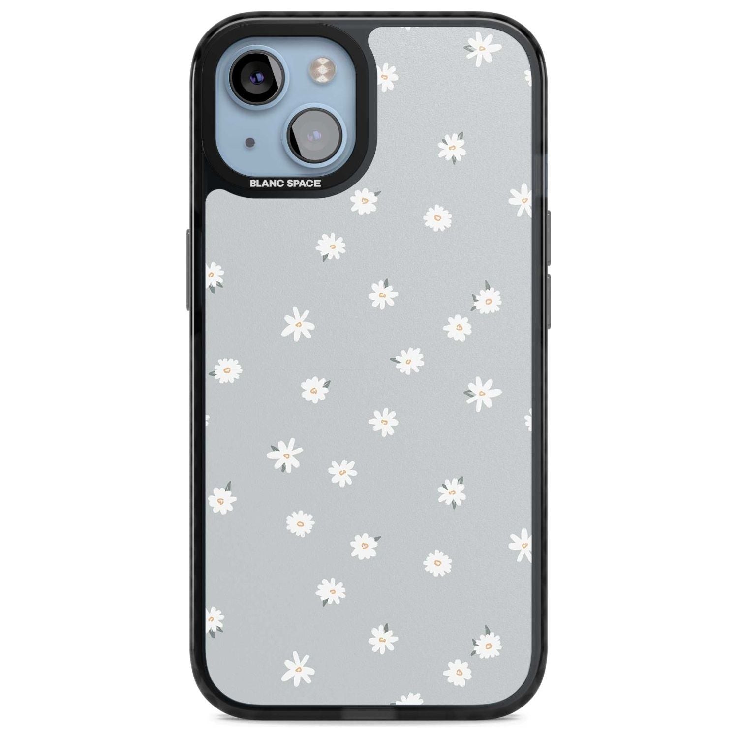 Painted Daisy Blue-Grey Cute Phone Case iPhone 15 Plus / Magsafe Black Impact Case,iPhone 15 / Magsafe Black Impact Case,iPhone 14 Plus / Magsafe Black Impact Case,iPhone 14 / Magsafe Black Impact Case,iPhone 13 / Magsafe Black Impact Case Blanc Space