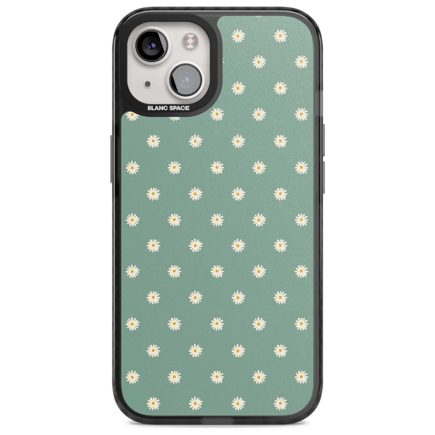 Daisy Pattern Teal Cute Floral Phone Case iPhone 15 Plus / Magsafe Black Impact Case,iPhone 15 / Magsafe Black Impact Case,iPhone 14 Plus / Magsafe Black Impact Case,iPhone 14 / Magsafe Black Impact Case,iPhone 13 / Magsafe Black Impact Case Blanc Space
