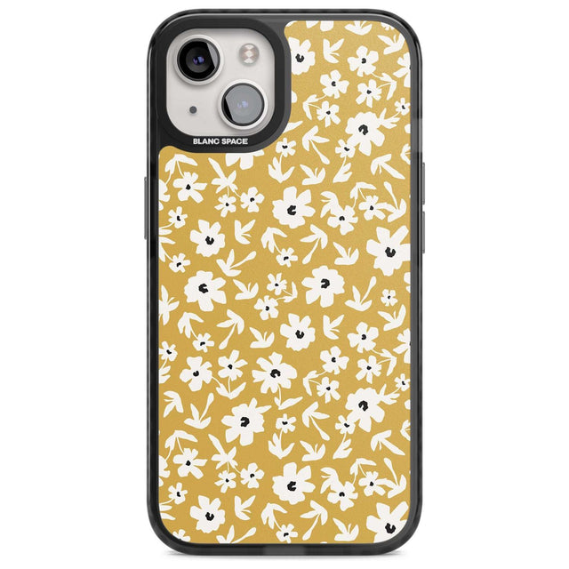Floral Print on Mustard Cute Floral Phone Case iPhone 15 Plus / Magsafe Black Impact Case,iPhone 15 / Magsafe Black Impact Case,iPhone 14 Plus / Magsafe Black Impact Case,iPhone 14 / Magsafe Black Impact Case,iPhone 13 / Magsafe Black Impact Case Blanc Space