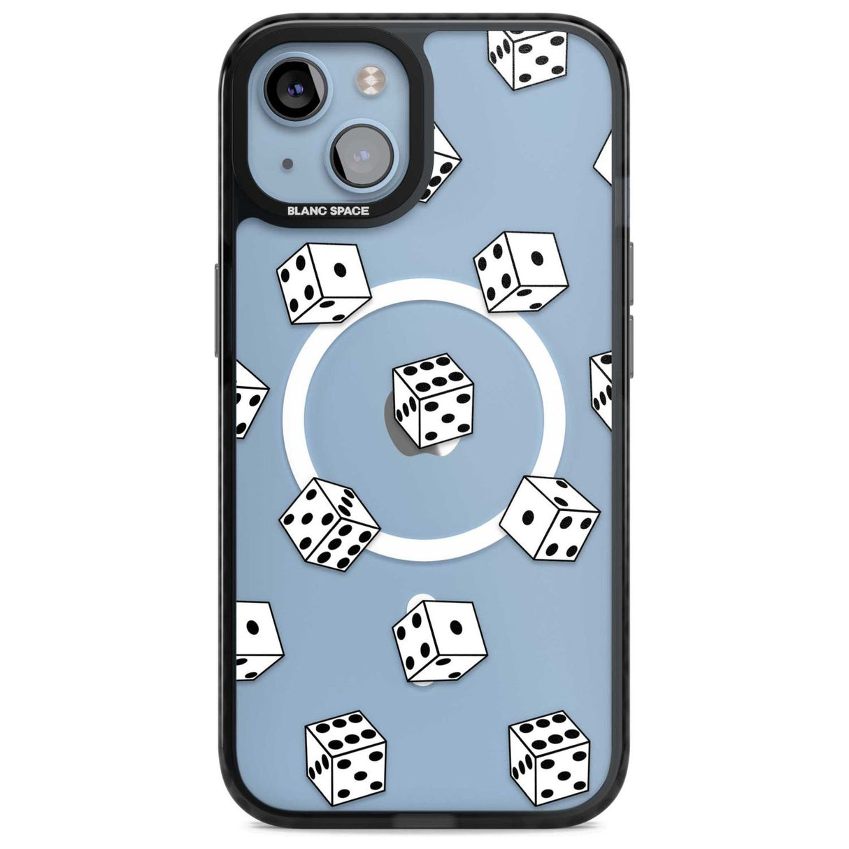 Clear Dice Pattern Phone Case iPhone 15 Plus / Magsafe Black Impact Case,iPhone 15 / Magsafe Black Impact Case,iPhone 14 Plus / Magsafe Black Impact Case,iPhone 14 / Magsafe Black Impact Case,iPhone 13 / Magsafe Black Impact Case Blanc Space