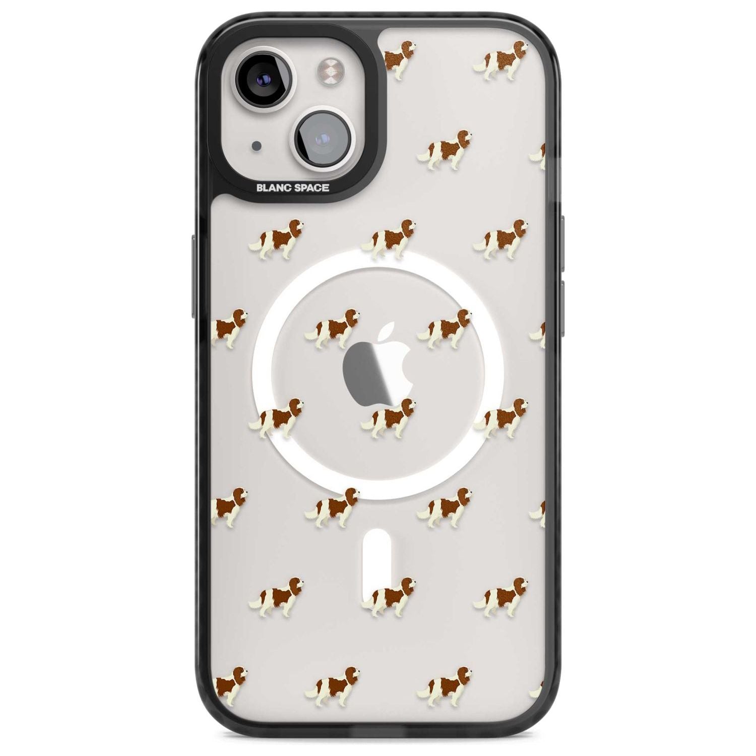 Cavalier King Charles Spaniel Pattern Clear Phone Case iPhone 15 Plus / Magsafe Black Impact Case,iPhone 15 / Magsafe Black Impact Case,iPhone 14 Plus / Magsafe Black Impact Case,iPhone 14 / Magsafe Black Impact Case,iPhone 13 / Magsafe Black Impact Case Blanc Space
