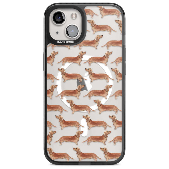Dachshund (Red) Watercolour Dog Pattern Phone Case iPhone 15 Plus / Magsafe Black Impact Case,iPhone 15 / Magsafe Black Impact Case,iPhone 14 Plus / Magsafe Black Impact Case,iPhone 14 / Magsafe Black Impact Case,iPhone 13 / Magsafe Black Impact Case Blanc Space