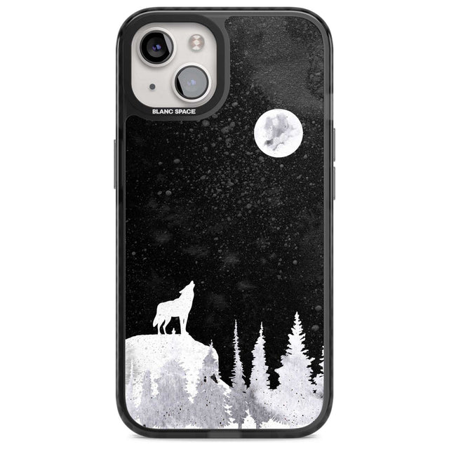 Moon Phases: Wolf & Full Moon Phone Case iPhone 15 / Magsafe Black Impact Case,iPhone 15 Plus / Magsafe Black Impact Case,iPhone 13 / Magsafe Black Impact Case,iPhone 14 / Magsafe Black Impact Case,iPhone 14 Plus / Magsafe Black Impact Case Blanc Space