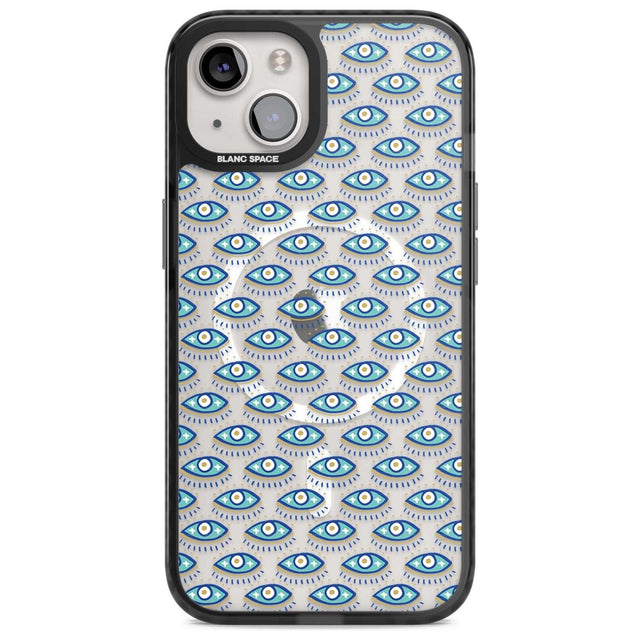 Eyes & Crosses (Clear) Psychedelic Eyes Pattern Phone Case iPhone 15 Plus / Magsafe Black Impact Case,iPhone 15 / Magsafe Black Impact Case,iPhone 14 Plus / Magsafe Black Impact Case,iPhone 14 / Magsafe Black Impact Case,iPhone 13 / Magsafe Black Impact Case Blanc Space