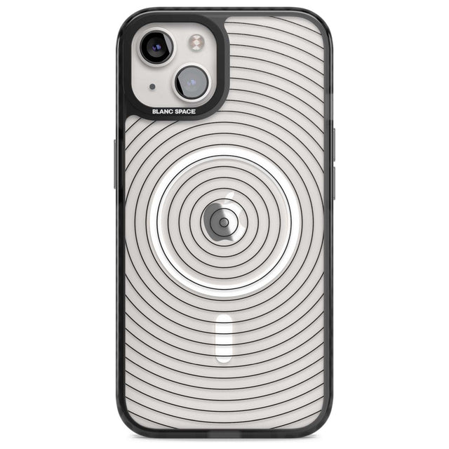Abstract Lines: Circles Phone Case iPhone 15 Plus / Magsafe Black Impact Case,iPhone 15 / Magsafe Black Impact Case,iPhone 14 Plus / Magsafe Black Impact Case,iPhone 14 / Magsafe Black Impact Case,iPhone 13 / Magsafe Black Impact Case Blanc Space