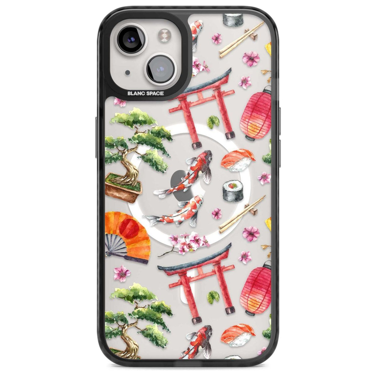 Mixed Japanese Watercolour Pattern Phone Case iPhone 15 Plus / Magsafe Black Impact Case,iPhone 15 / Magsafe Black Impact Case,iPhone 14 Plus / Magsafe Black Impact Case,iPhone 14 / Magsafe Black Impact Case,iPhone 13 / Magsafe Black Impact Case Blanc Space
